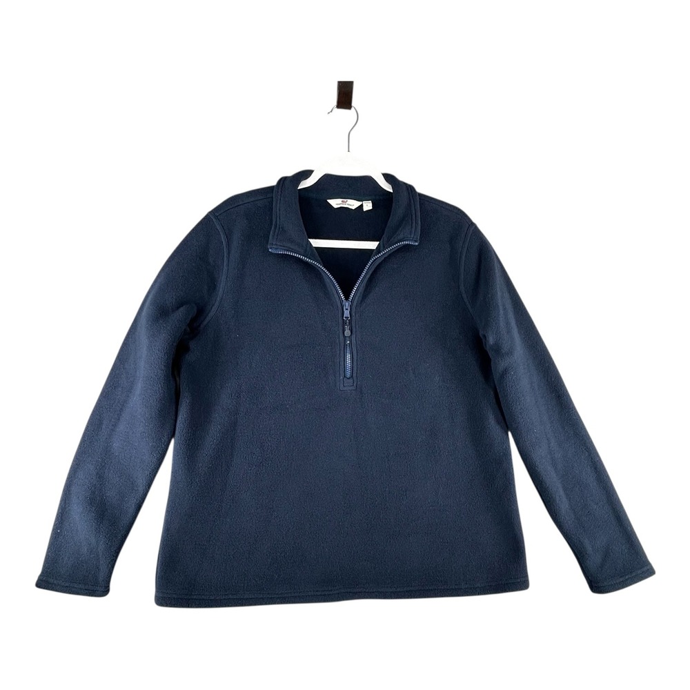 Vineyard Vines Navy Blue‎ Fleece Quarter 1/4 Zip Pullover Sweatshirt Mens Large
